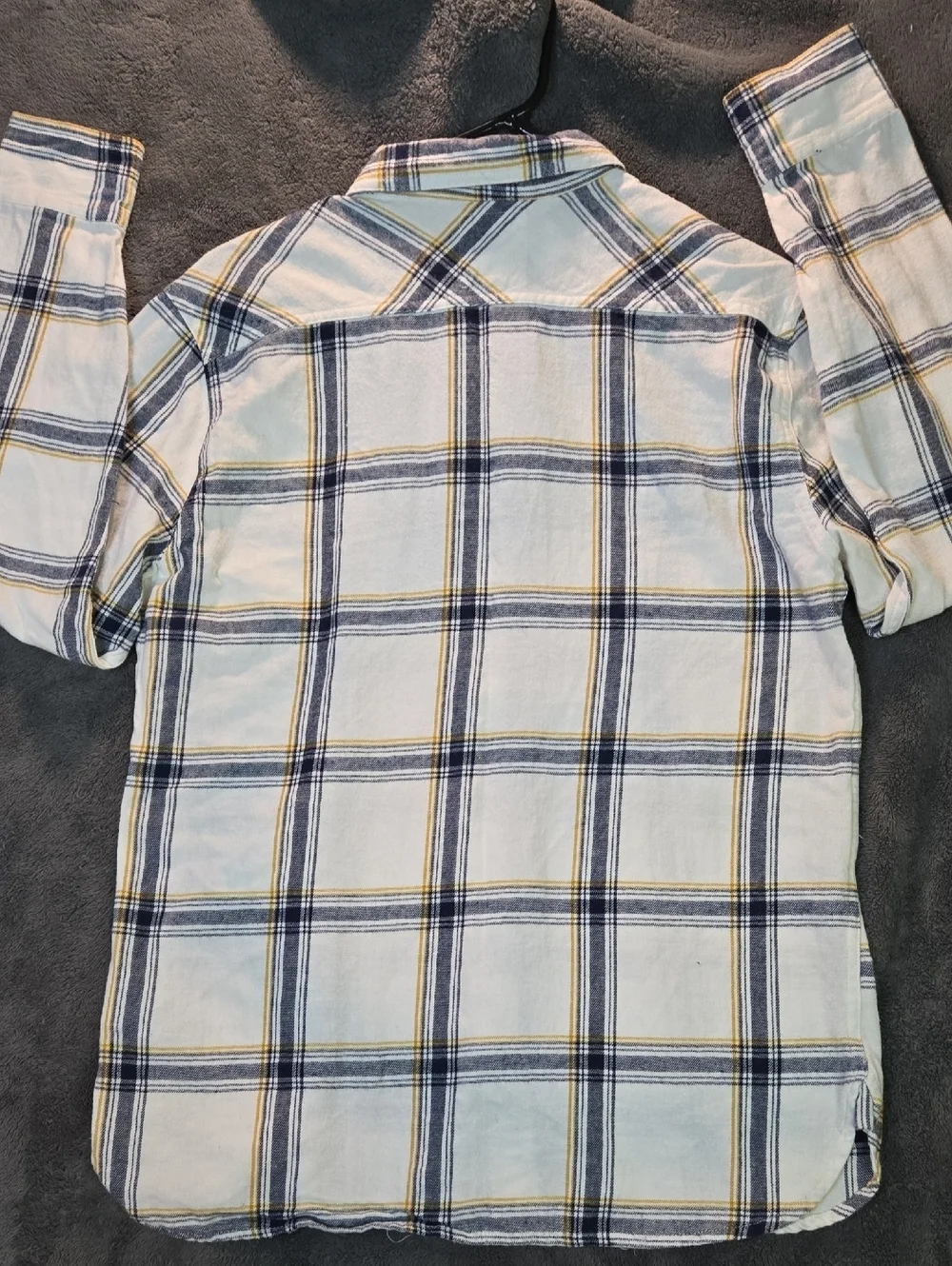 Men's Levi's Strauss & Co  White and Navy Plaid Button-Down Shirt Sz S